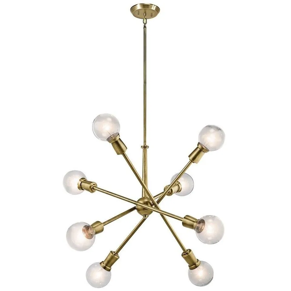 kichler-armstrong-8-light-sputnik-chandelier-natural-brass-adjustable-arms-30-x- image 1