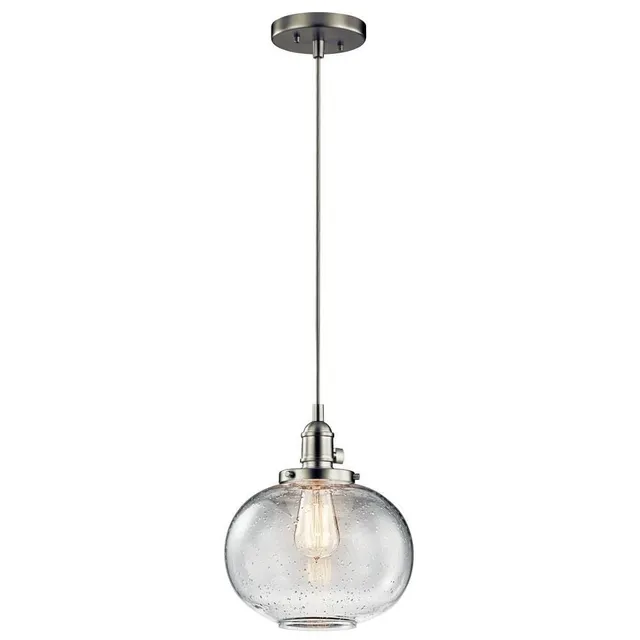 kichler-avery-9-75-1-light-mini-pendant-in-brushed-nickel-with-clear-seeded-glas image 1
