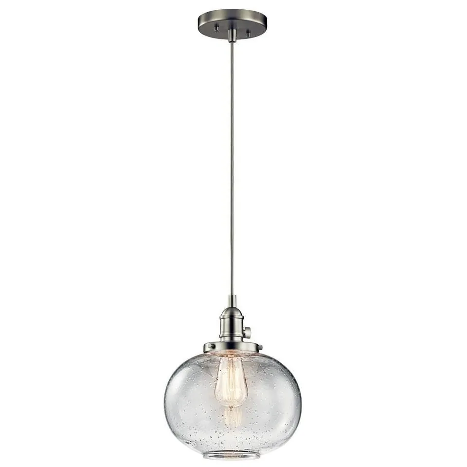 kichler-avery-9-75-1-light-mini-pendant-in-brushed-nickel-with-clear-seeded-glas image 1