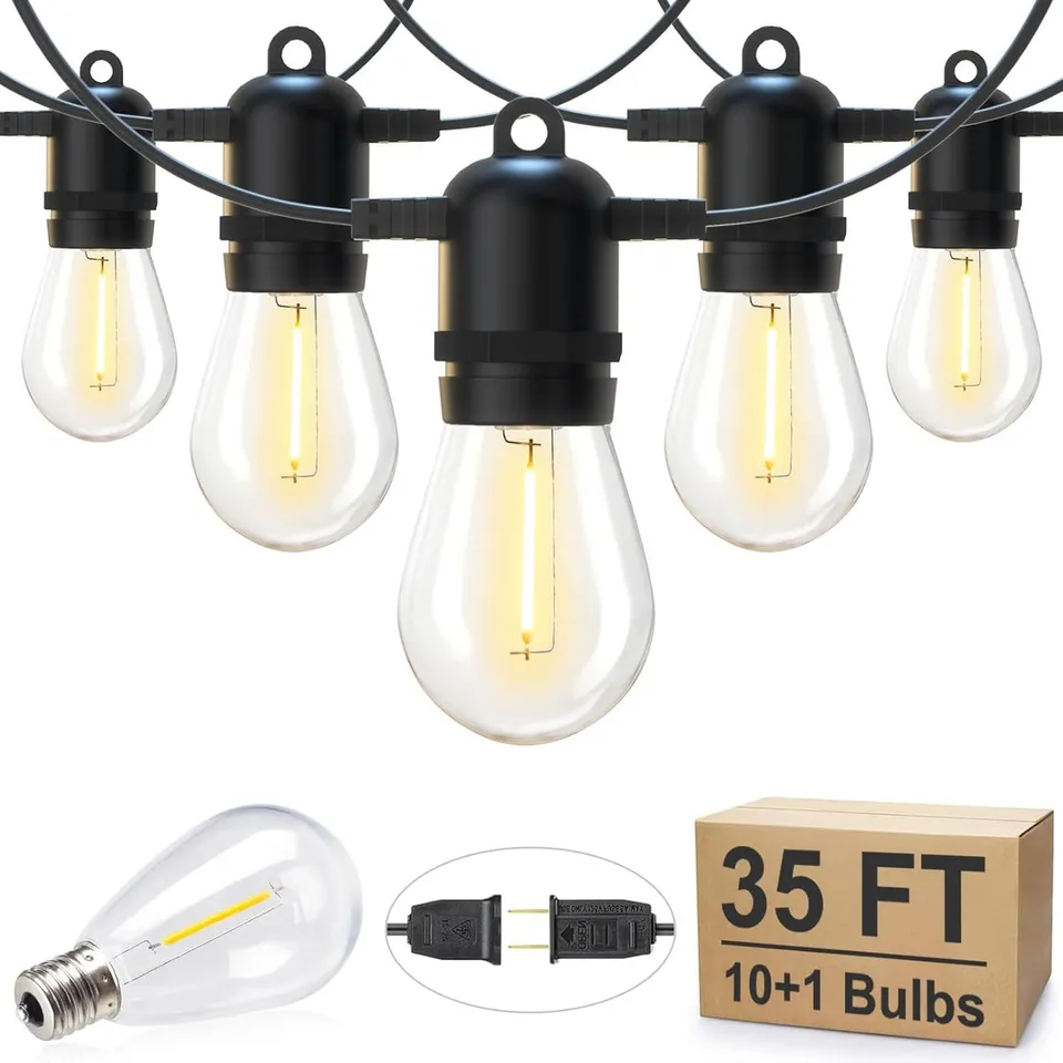 brightown-35ft-shatterproof-edison-bulb-string-lights-11-bulbs-plug-in-dimmable- image 1