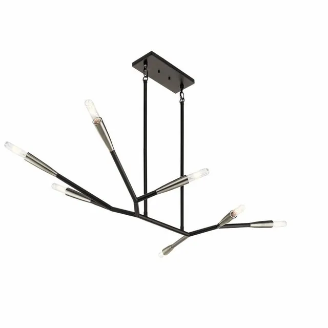 kichler-branches-43795bk-7-light-linear-chandelier-black-with-antique-pewter-acc image 1