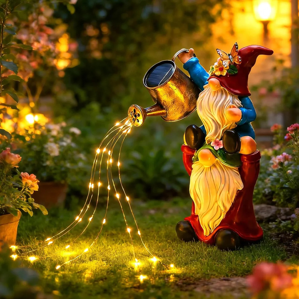 brightown-solar-powered-gnome-statue-with-watering-can-light-for-garden-decor image 1