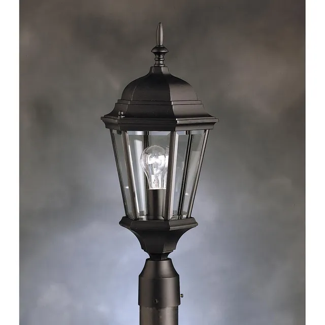 kichler-madison-outdoor-post-light-black-1-light-beveled-glass-9956bk image 1