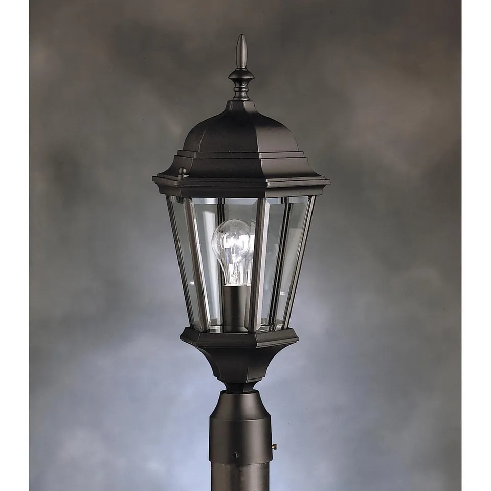 kichler-madison-outdoor-post-light-black-1-light-beveled-glass-9956bk image 1