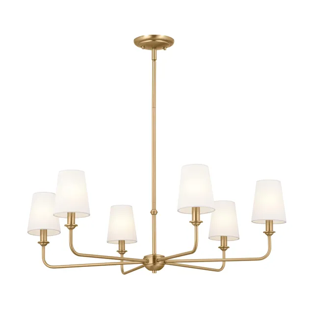 kichler-pallas-6-light-chandelier-brushed-natural-brass-with-optional-linen-tape image 1