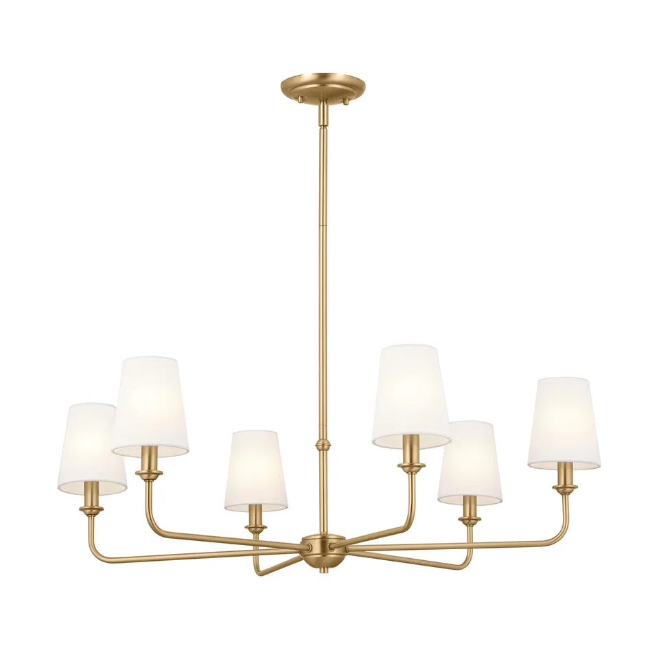 kichler-pallas-6-light-chandelier-brushed-natural-brass-with-optional-linen-tape image 1