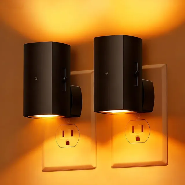 brightown-2-pack-black-plug-in-night-lights-with-rotating-plug-light-sensor-step image 1