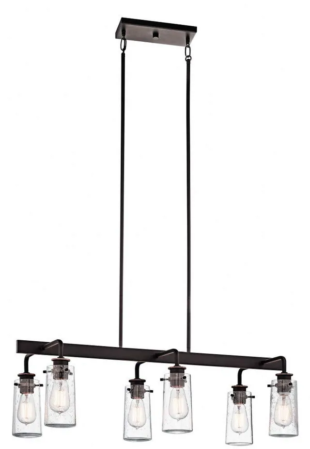 kichler-braelyn-6-light-linear-chandelier-olde-bronze-seeded-glass-34-wide-43059 image 1