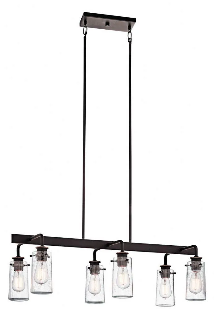 kichler-braelyn-6-light-linear-chandelier-olde-bronze-seeded-glass-34-wide-43059 image 1