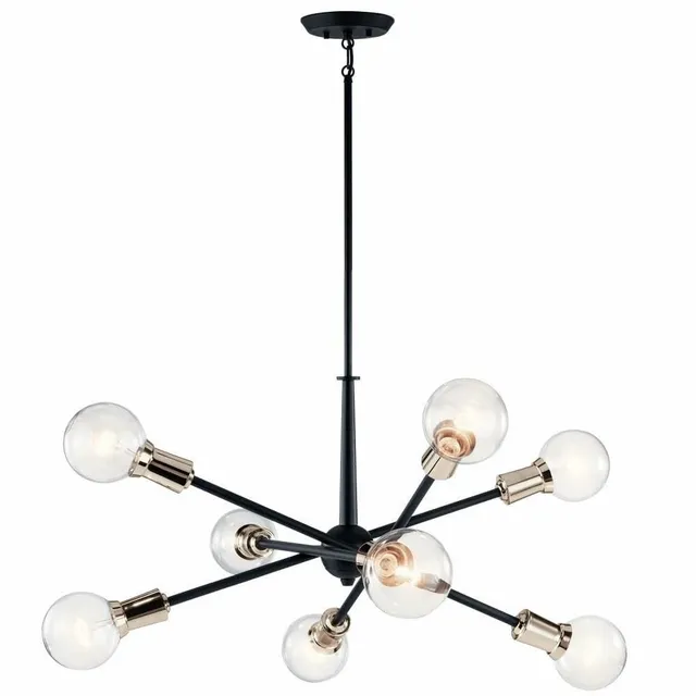 kichler-armstrong-26-inch-8-light-sputnik-chandelier-black-adjustable-arms-model image 1