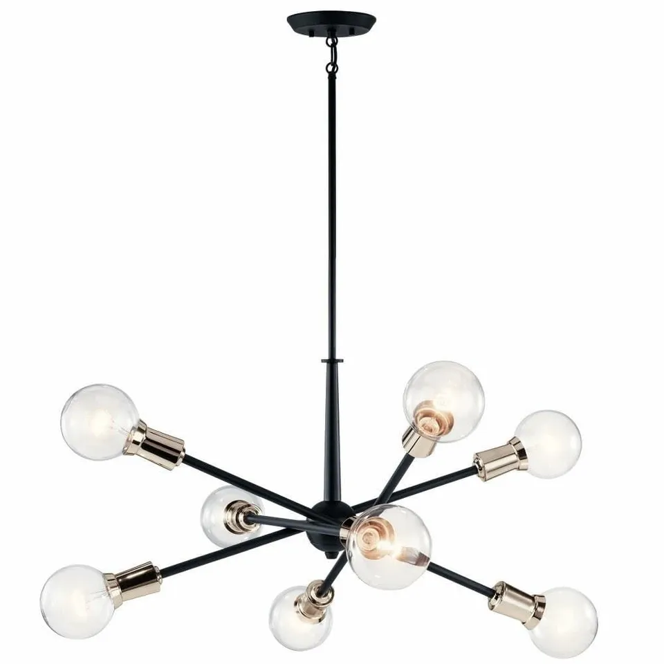 kichler-armstrong-26-inch-8-light-sputnik-chandelier-black-adjustable-arms-model image 1