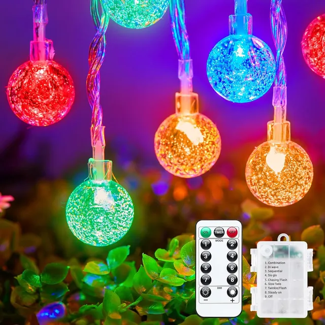 brightown-33ft-60-led-battery-operated-crystal-globe-fairy-lights-with-remote-8- image 1