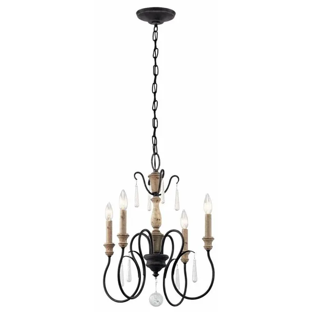 kichler-43615wzc-four-light-chandelier-in-weathered-zinc image 1