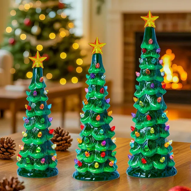 brightown-3-piece-set-of-pre-lit-battery-operated-ceramic-christmas-trees-with-m image 1