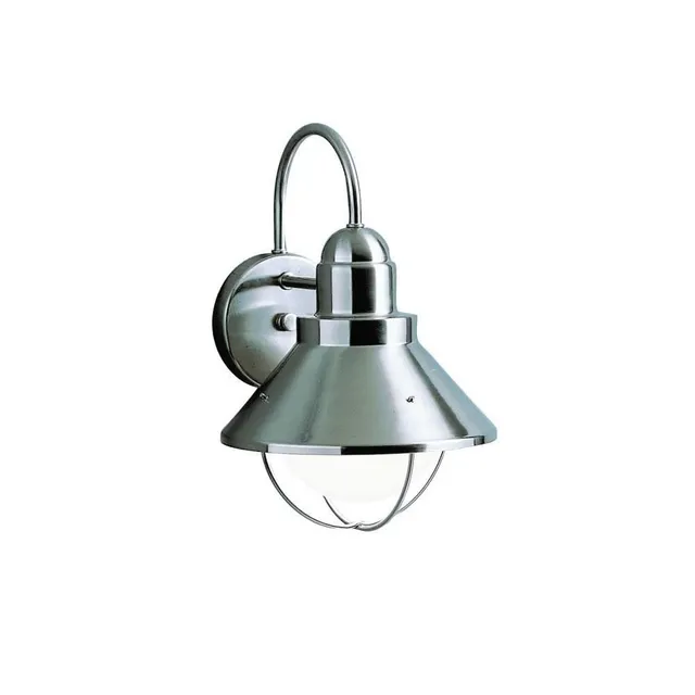 kichler-seaside-9023ni-outdoor-wall-light-brushed-nickel-14-25-with-glass-globe- image 1