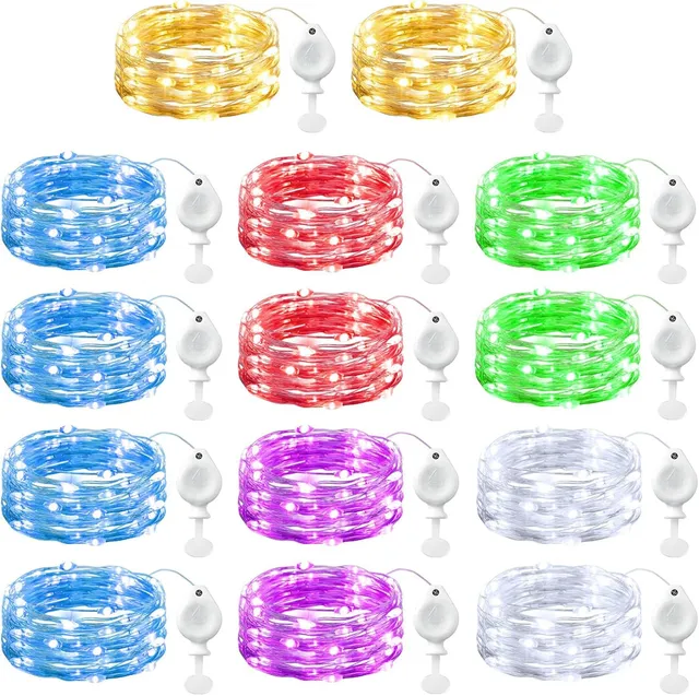 brightown-14-pack-7ft-led-silver-wire-fairy-lights-20-leds-in-6-colors-battery-o image 1