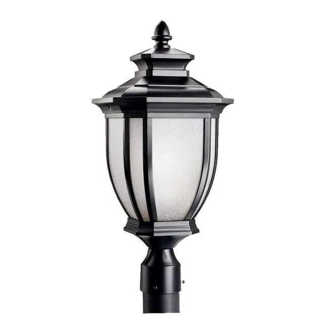 kichler-salisbury-21-75-1-light-outdoor-post-light-black-with-white-linen-glass- image 1