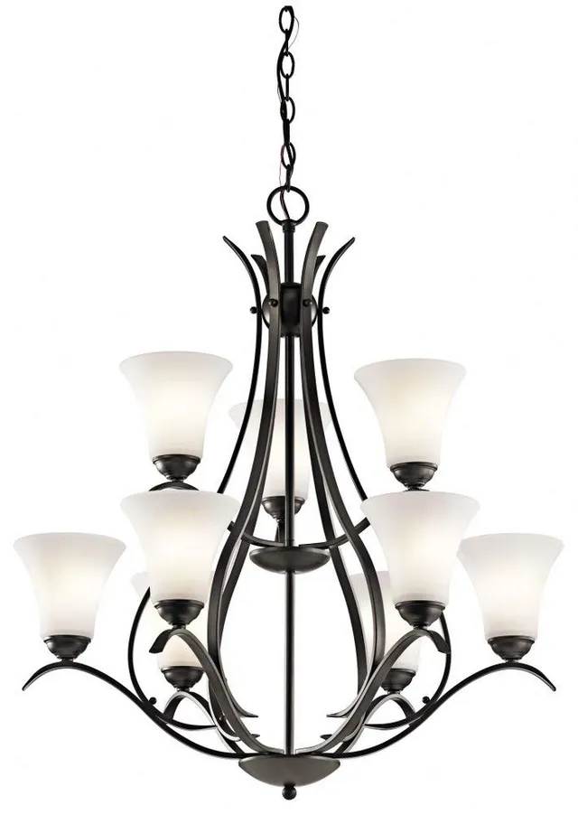 kichler-keiran-33-25-9-light-chandelier-olde-bronze-finish-with-satin-etched-whi image 1