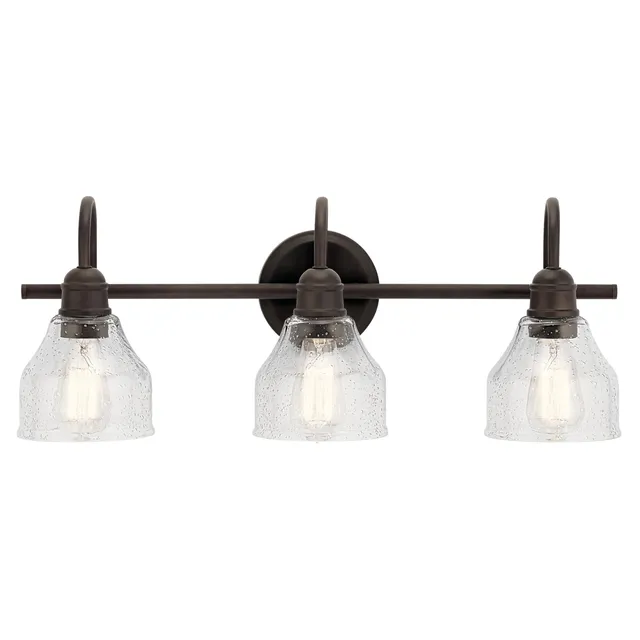 kichler-avery-3-light-bathroom-vanity-light-black-clear-seeded-glass-24-wide-459 image 1