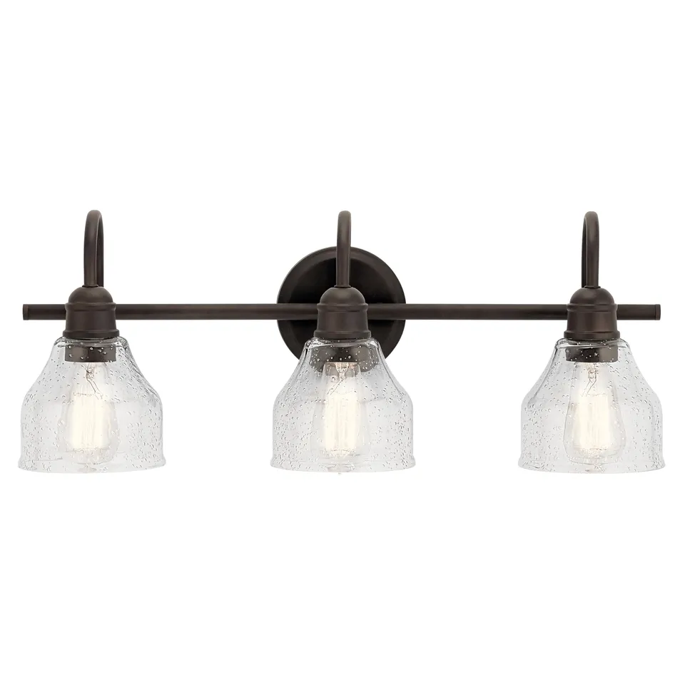kichler-avery-3-light-bathroom-vanity-light-black-clear-seeded-glass-24-wide-459 image 1