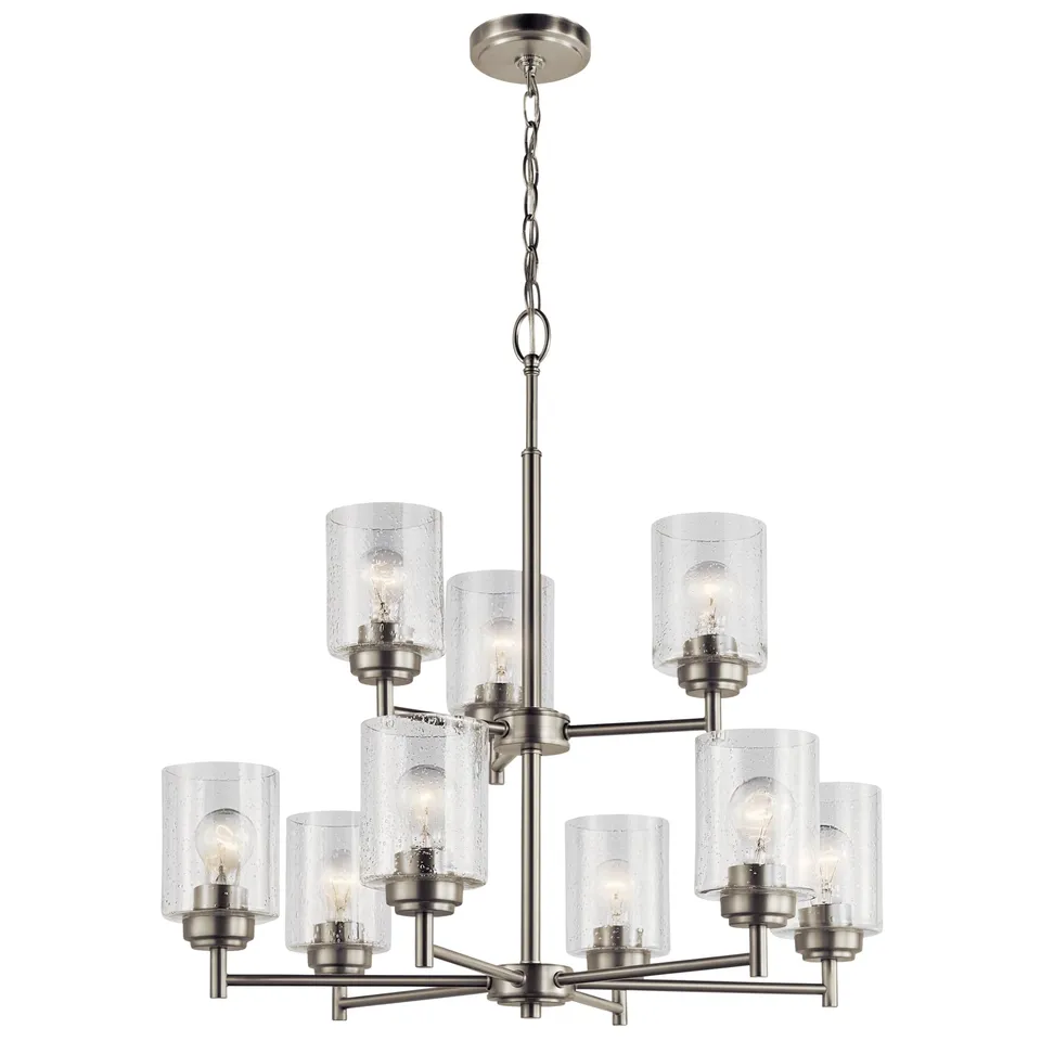 kichler-winslow-27-9-light-2-tier-chandelier-brushed-nickel-with-clear-seeded-gl image 1