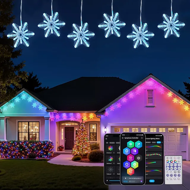 brightown-24ft-smart-app-control-christmas-icicle-snowflake-lights-192-leds-16-d image 1