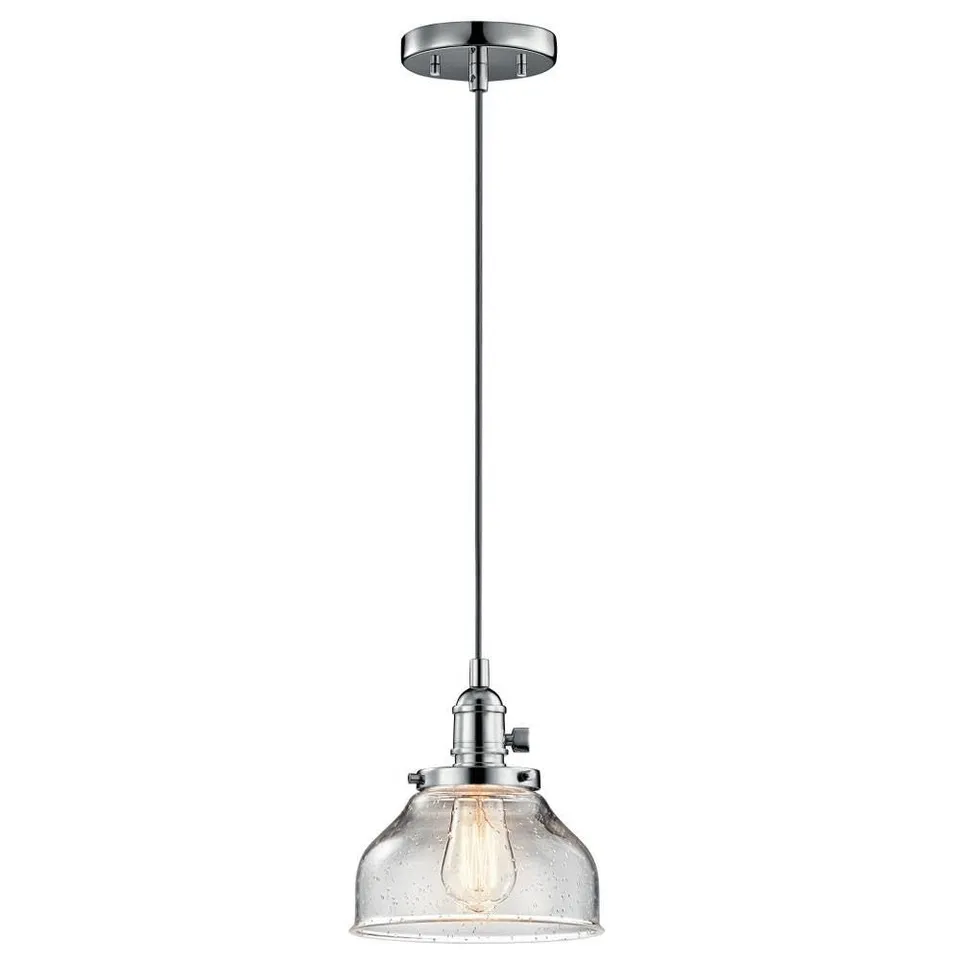 kichler-avery-8-5-1-light-bell-mini-pendant-chrome-clear-seeded-glass image 1