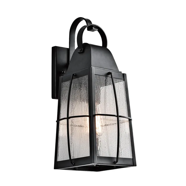 kichler-tolerand-49553bkt-outdoor-wall-sconce-textured-black-17-75-with-seeded-g image 1