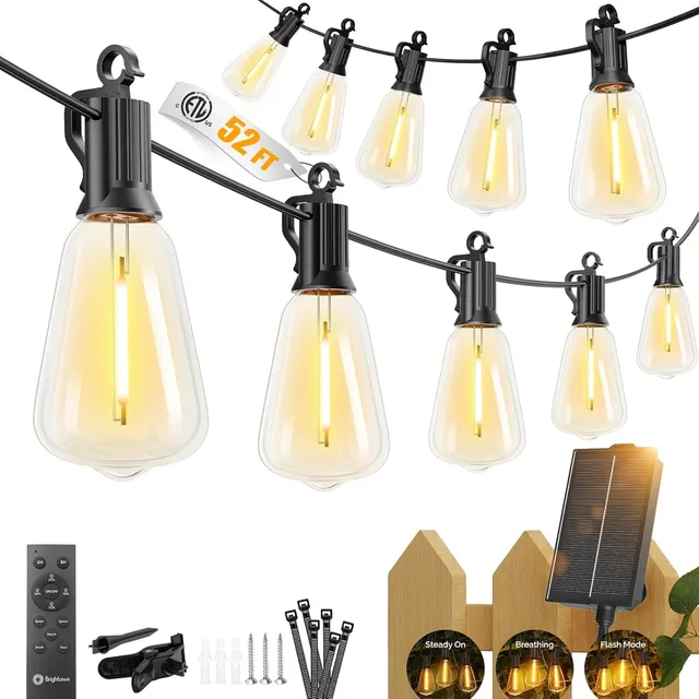 brightown-52ft-solar-powered-st38-15-1-shatterproof-led-blubs-string-lights-outd image 1