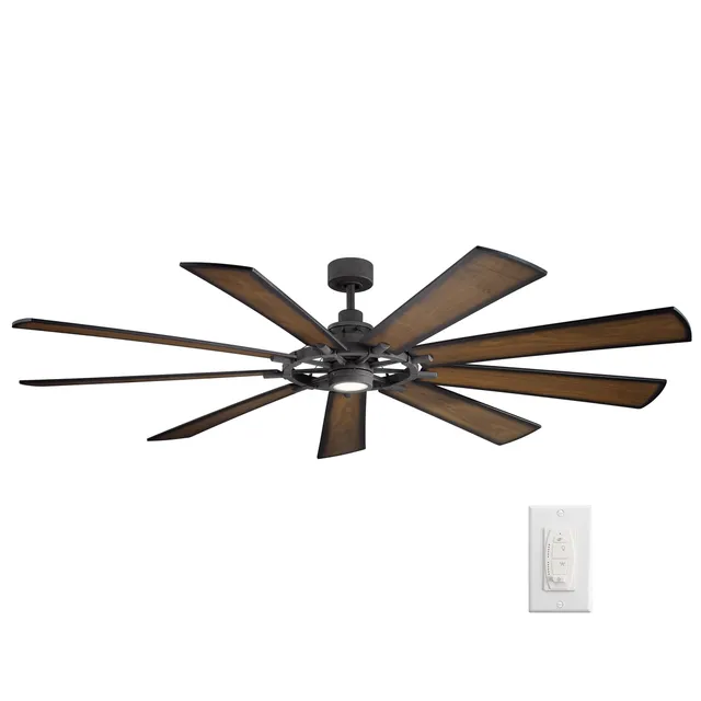 kichler-gentry-xl-300285dbk-85-inch-9-blade-led-ceiling-fan-with-light-distresse image 1