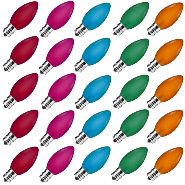 brightown-c9-christmas-lights-incandescent-glass-bulbs-set-of-5-replacement-bulb image 1