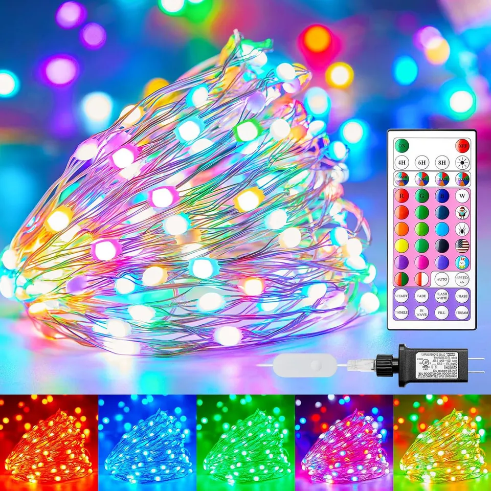 brightown-33ft-100-led-color-changing-string-lights-22-colors-remote-12-modes-ip image 1
