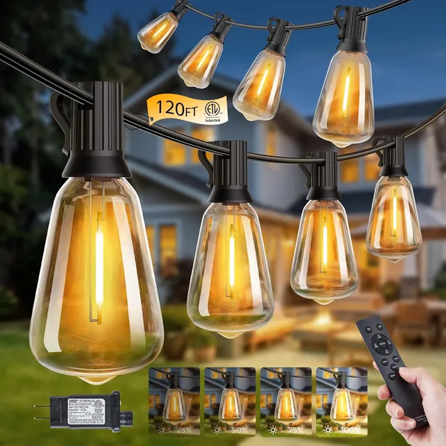 brightown-120ft-45-2-shatterproof-st38-led-bulbs-outdoor-string-lights-with-remo image 1