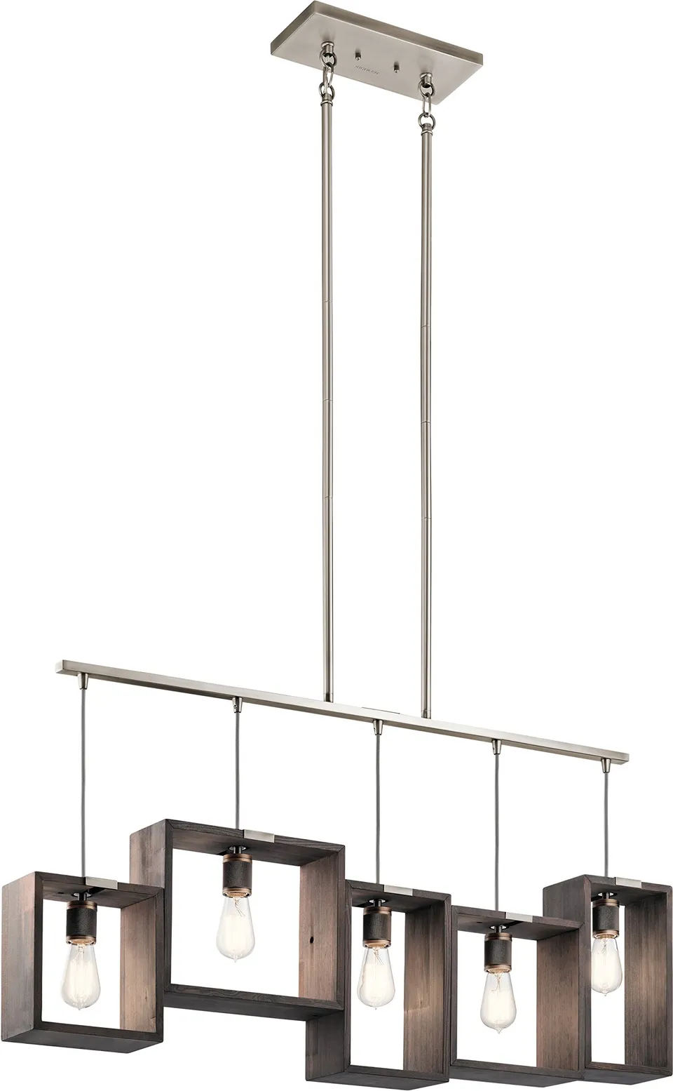 kichler-industrial-frames-44216clp-rustic-linear-chandelier-reclaimed-wood-class image 1