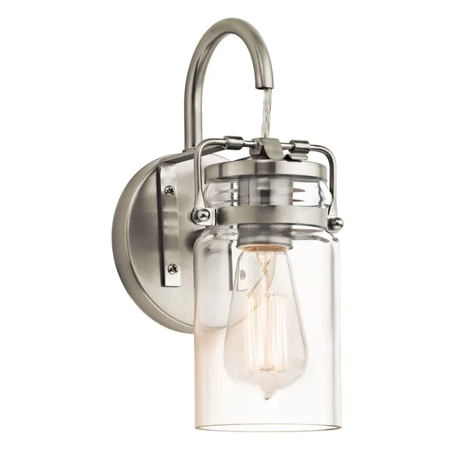 kichler-brinley-11-5-1-light-wall-sconce-brushed-nickel-mason-jar-glass-shade-45 image 1