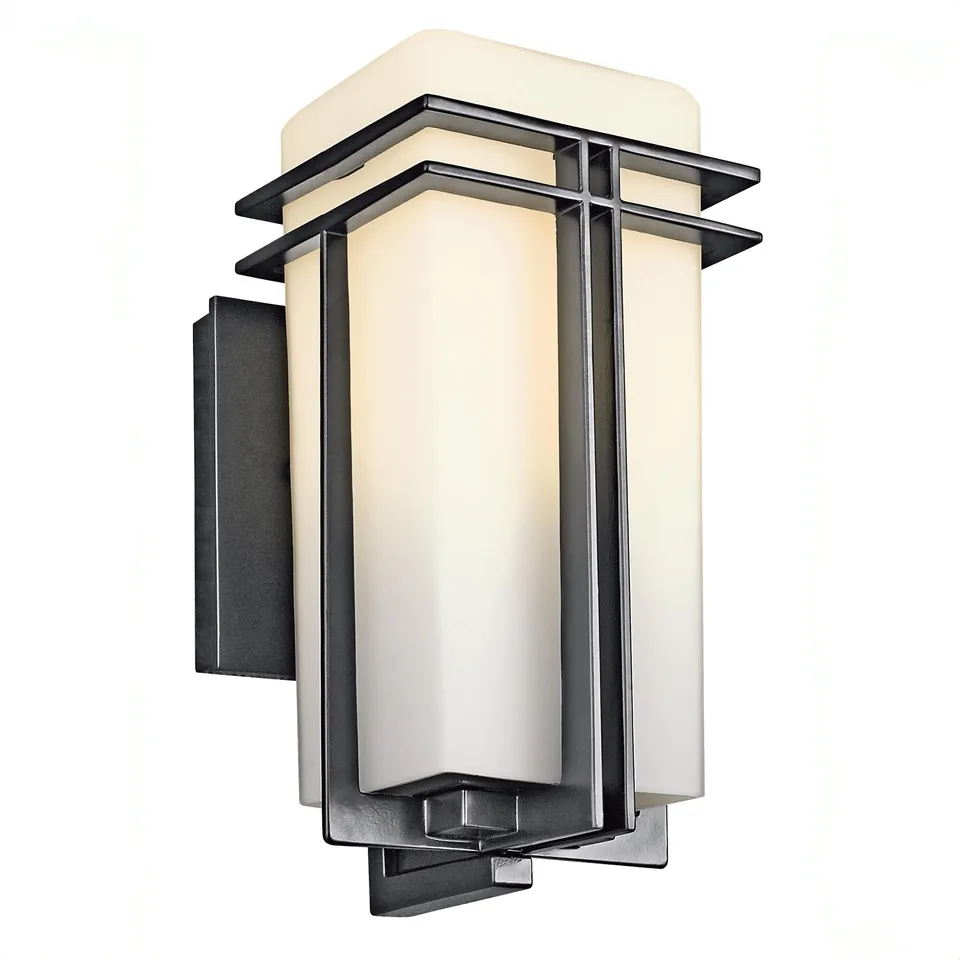 kichler-tremillo-outdoor-wall-sconce-in-black-49200bk-with-opal-glass image 1