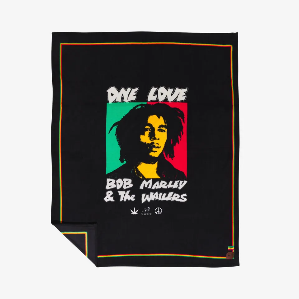 slowtide-one-love-polar-fleece-throw-blanket-bob-marley-x-slowtide image 1