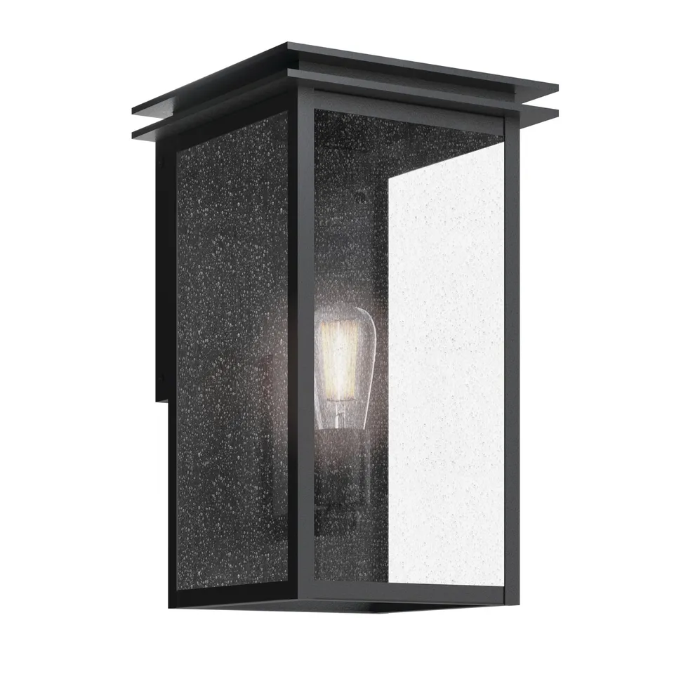 kichler-arkville-outdoor-wall-light-textured-black-clear-seeded-glass-for-porche image 1