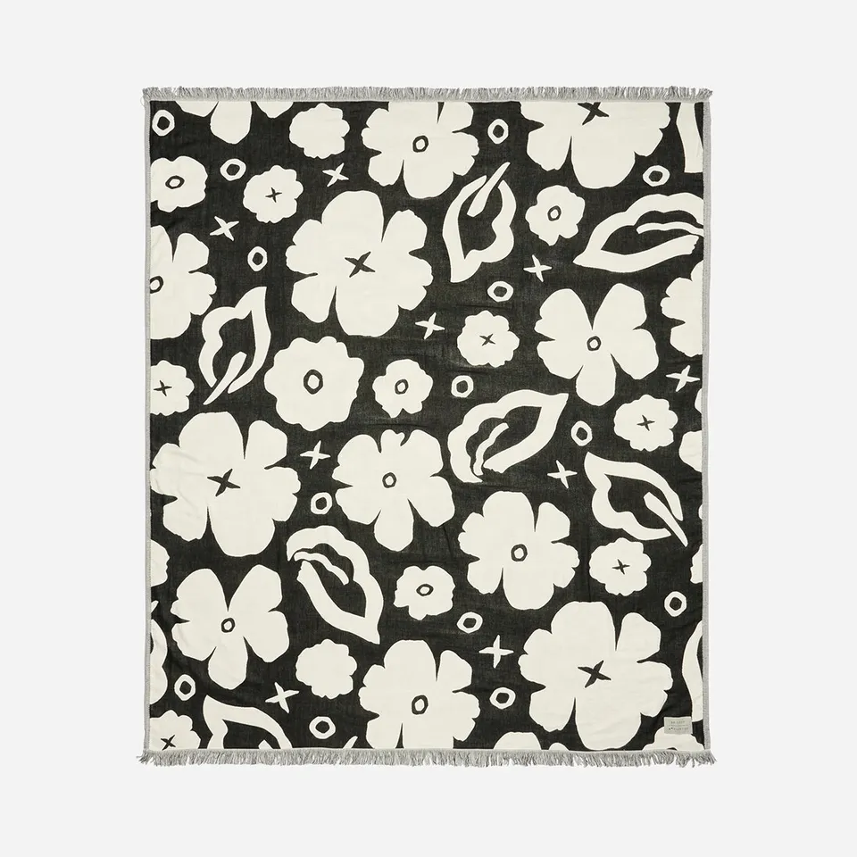 slowtide-xoxo-driftweave-beach-blanket-black-coco-ho-x-slowtide image 1