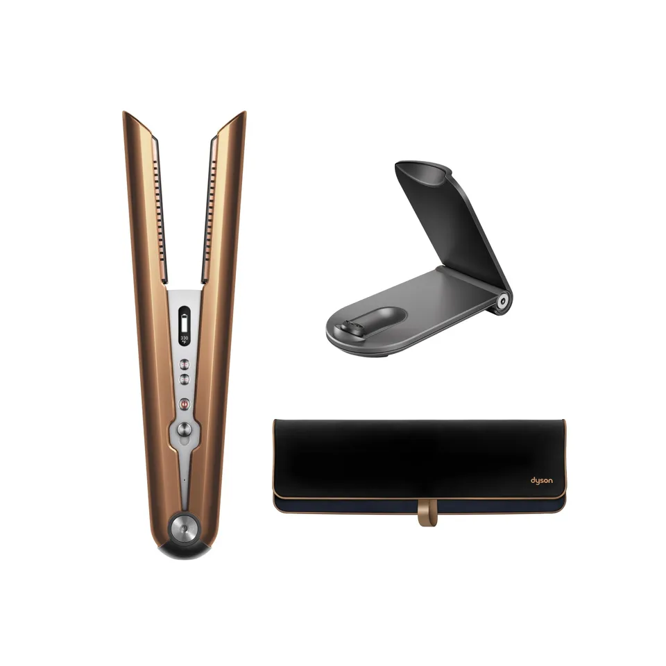 dyson-corrale-hair-straightener-nickel-fuchsia-cordless-corded-flexing-plate-sty image 1