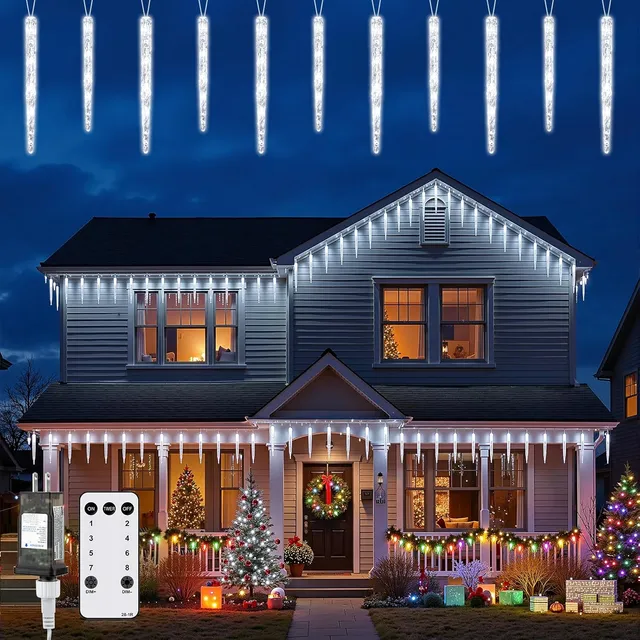brightown-20ft-20-tubes-100-led-christmas-icicle-lights-with-remote-cool-white image 1