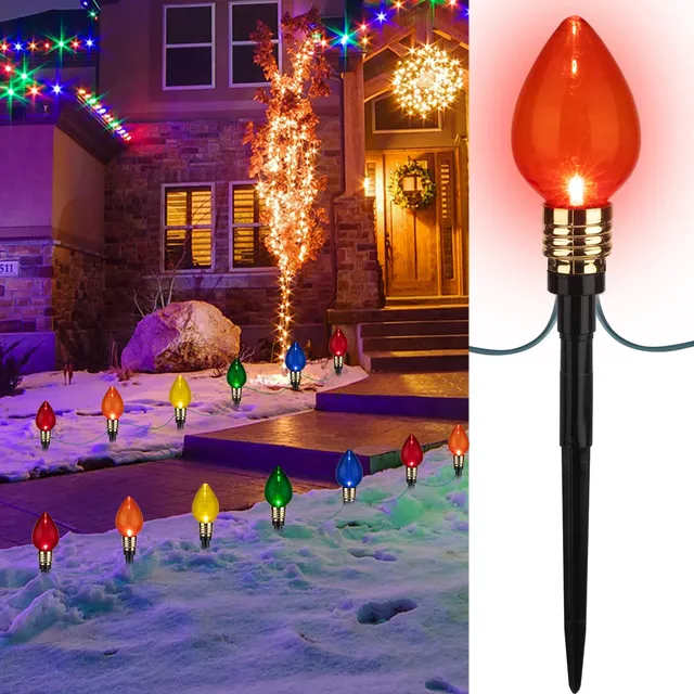 brightown-2-pack-34-8-ft-plug-in-c9-christmas-pathway-lights-outdoor-multicolor image 1