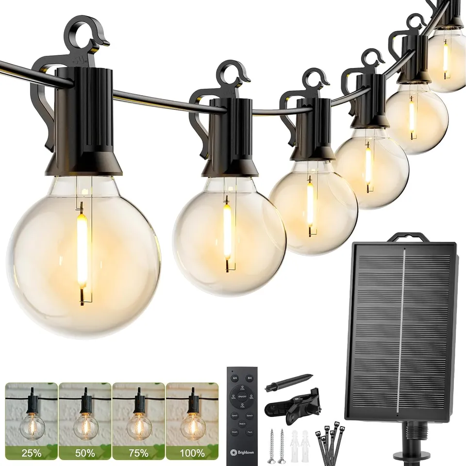 brightown-76ft-solar-g40-23-led-bulb-string-lights-with-remote-dimming-3-modes-u image 1
