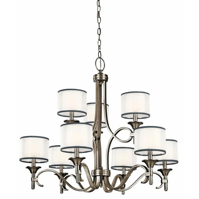 kichler-lacey-29-5-9-light-2-tier-chandelier-in-antique-pewter-with-organza-shad image 1