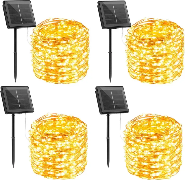 brightown-4-pack-total-132ft-400-led-solar-string-lights-with-8-modes-warm-white image 1