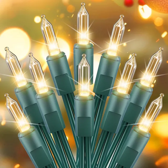 brightown-10ft-50-led-mini-incandescent-string-lights-plug-in-warm-white-green-w image 1