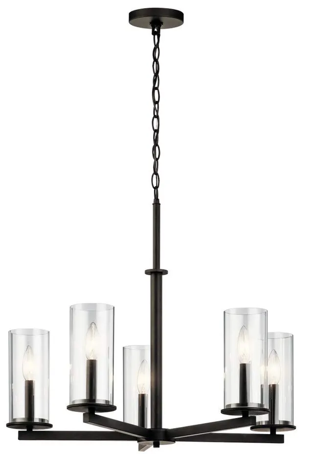 kichler-crosby-5-light-chandelier-in-olde-bronze-43999oz-with-clear-glass-shades image 1
