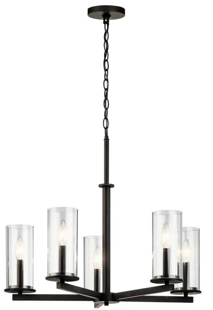 kichler-crosby-5-light-chandelier-in-olde-bronze-43999oz-with-clear-glass-shades image 1