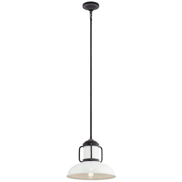 kichler-jenson-44302wzc-1-light-pendant-weathered-zinc-white-milk-glass image 1