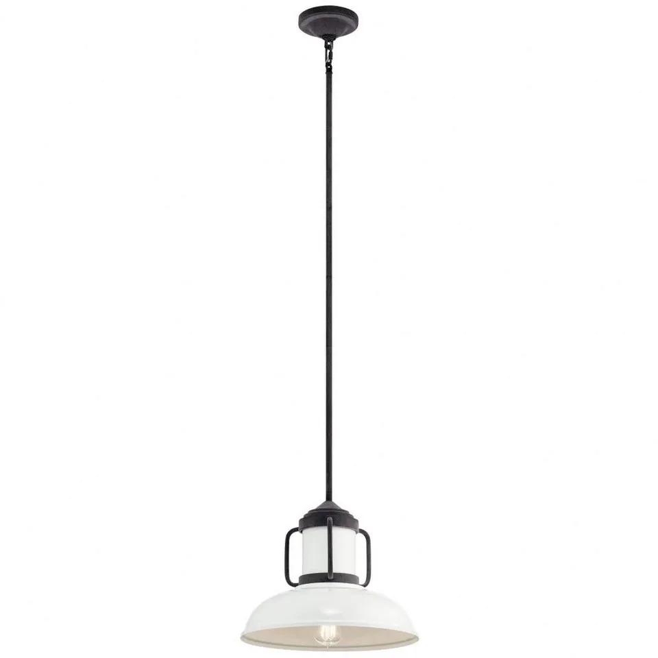 kichler-jenson-44302wzc-1-light-pendant-weathered-zinc-white-milk-glass image 1